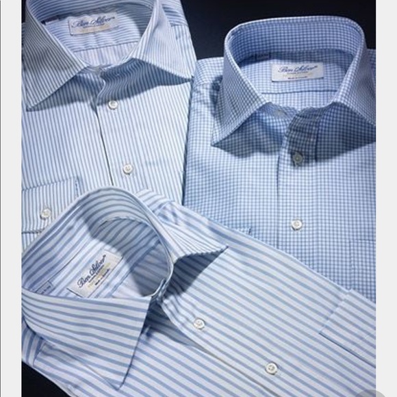 Stafford Other - Men’s | white & blue | checked/plaid dress shirt